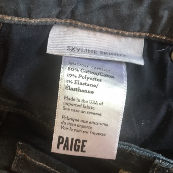 EUC PAIGE Skyline Skinny Dark Denim Jeans size 26 - Picture 3 of 5